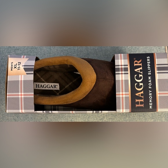 HAGGAR - NEW Men’s Dark Brown Memory Foam Microsuede Slipper Clog XL (11-12) - Picture 5 of 6